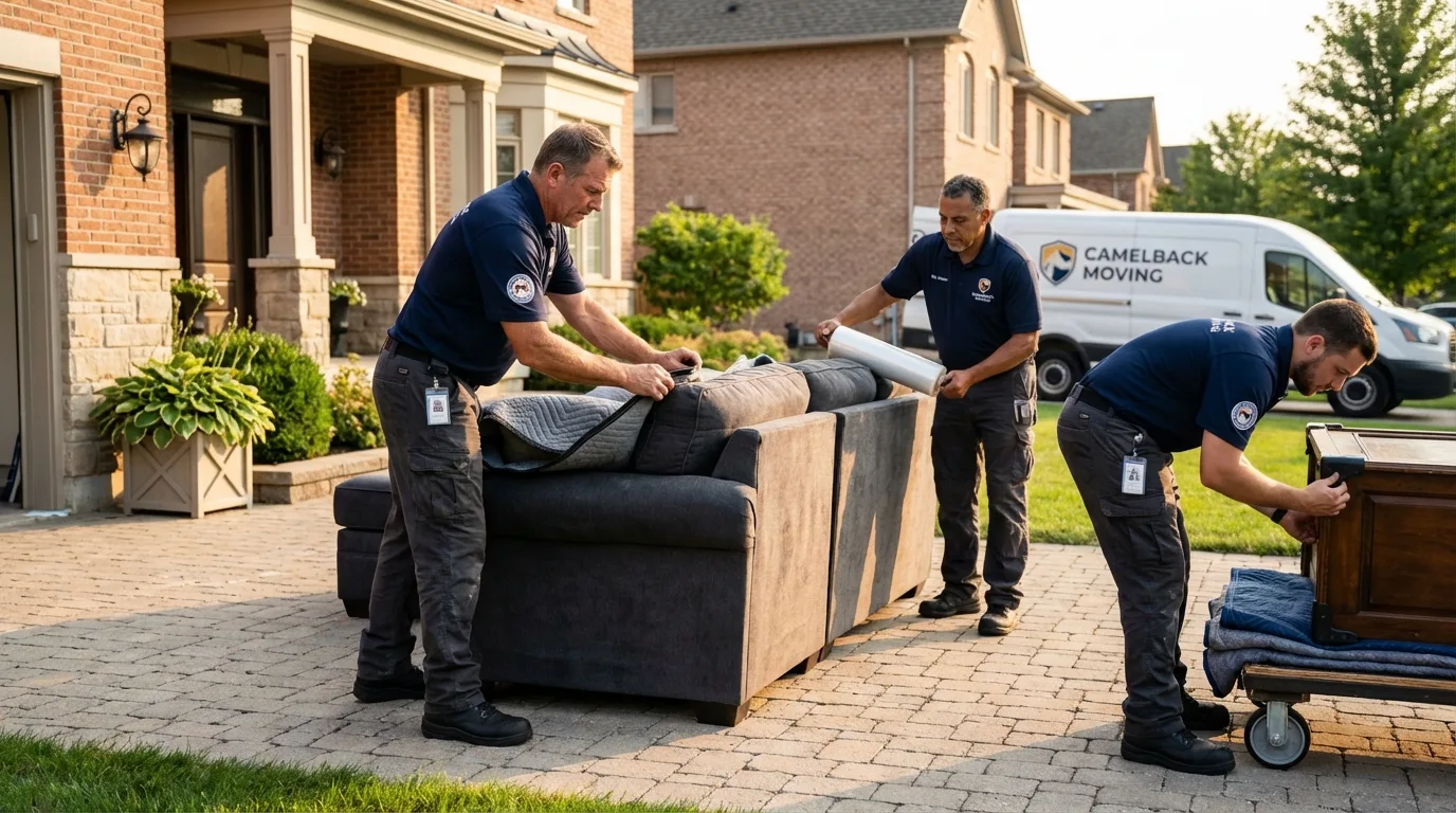 Large estate moving crew wrapping furniture in Cheswick, PA