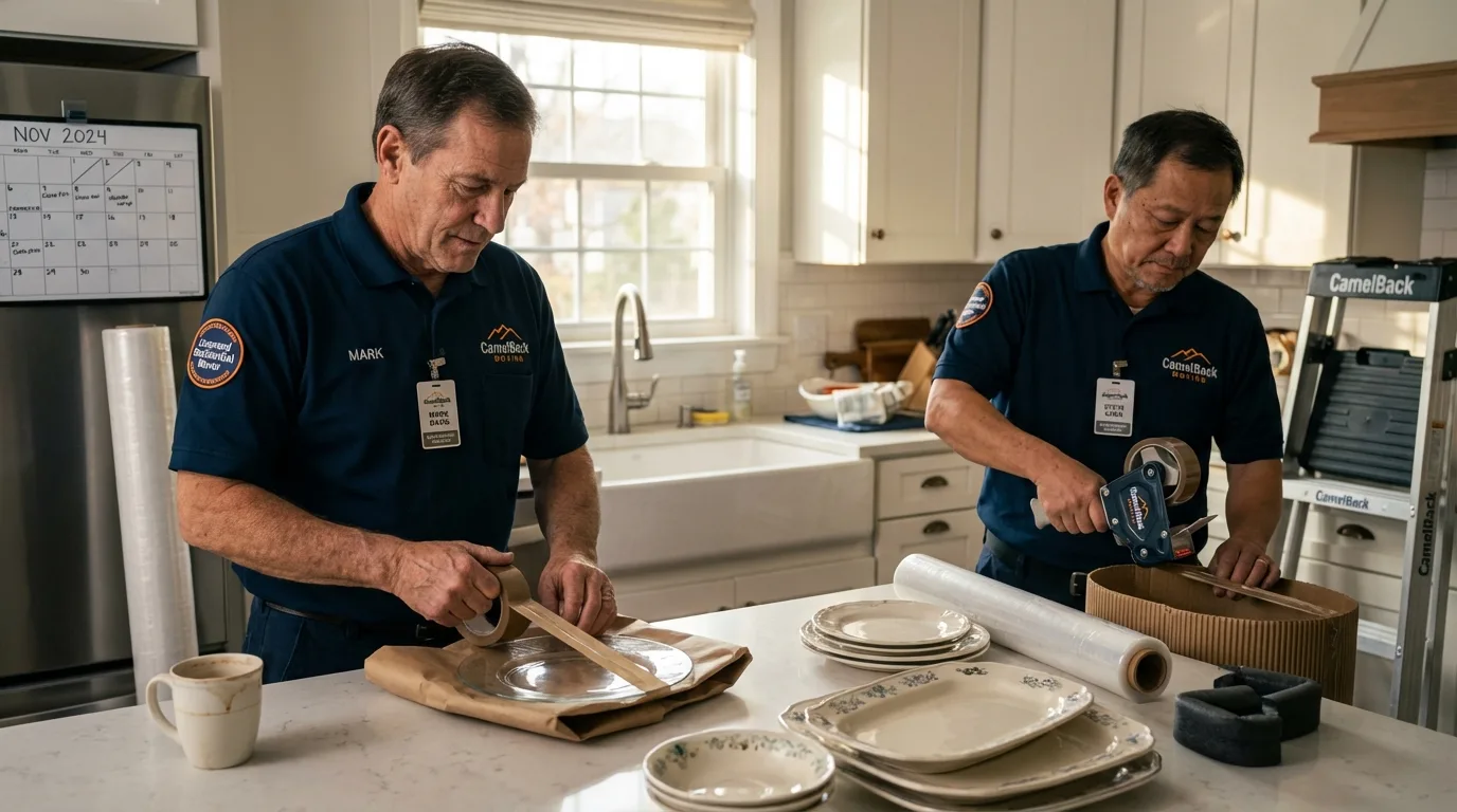Professional crew packing kitchen dishware in Cheswick, PA